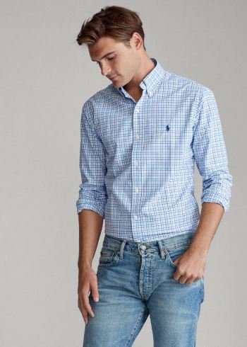 Ralph Lauren Plaid Poplin Shirt Blankyt Bílé | BvWpoWlX