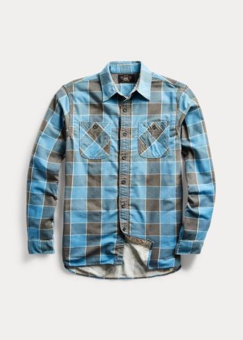 Ralph Lauren Plaid-Print Brushed Workshirt Šedé Blankyt | lzok2UiJ