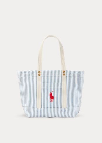 Ralph Lauren Platene Striped Medium Tote Blankyt Bílé | 5vDxFWQg