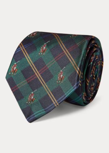 Ralph Lauren Polo Player Tartan Narrow Tie Zelene Zlaté | X9XpvMKR