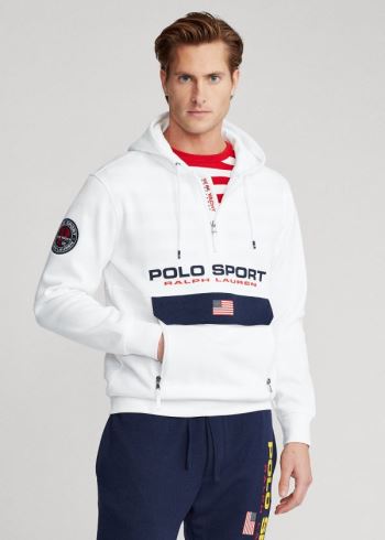 Ralph Lauren Polo Sportovní Double-Knit Hoodie Bílé | RJYYTRDl