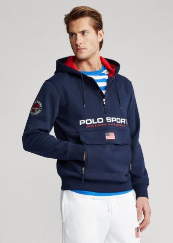 Ralph Lauren Polo Sportovní Double-Knit Hoodie Tmavě Blankyt | jw8UxRBb