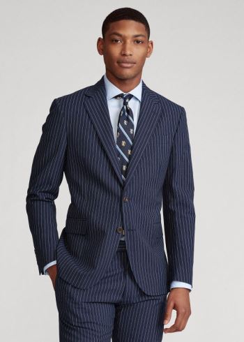 Ralph Lauren Polo Striped Suit Jacket Tmavě Blankyt Bílé Proužek | 7DJ47Zvf