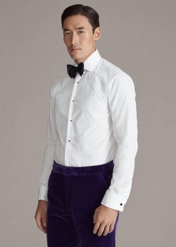 Ralph Lauren Poplin Tuxedo Shirt Bílé | mQfCebsd