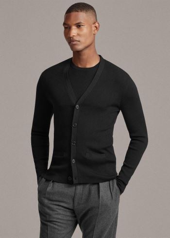 Ralph Lauren RLX Slim Fit Merino Cardigan Černé | ItN3FMbI