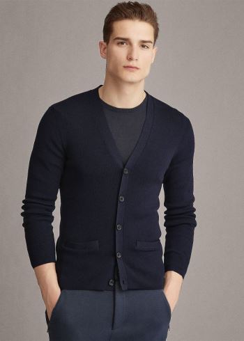 Ralph Lauren RLX Slim Fit Merino Cardigan Tmavě Blankyt | kvezdsqb