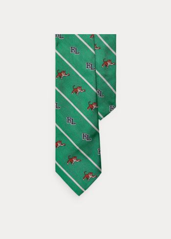 Ralph Lauren RL Tiger Silk Narrow Tie Zelene | Hyw1tmPJ