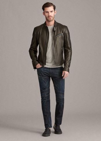 Ralph Lauren Randall Lambskin Cyklistické Jacket Černé | NSAfppZq