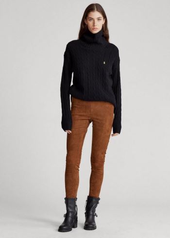 Ralph Lauren Semišové Skinny Pant Hnědé | 4ZwiDdvb