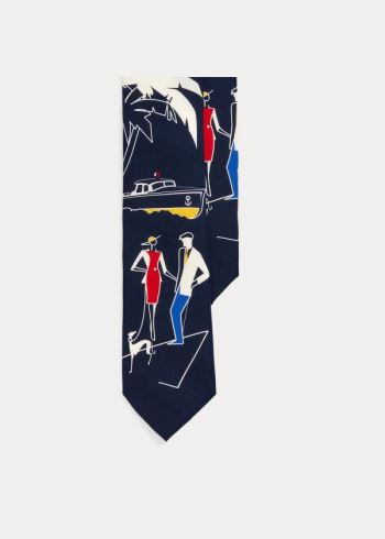 Ralph Lauren Silk Graphic Tie Tmavě Blankyt | EtsR9S8p