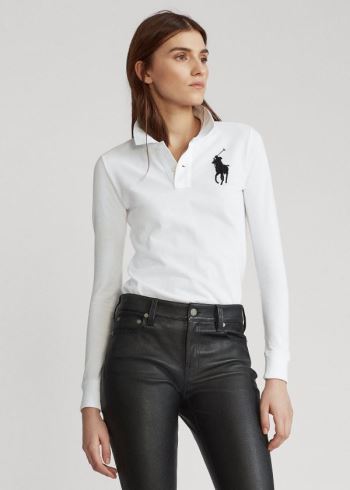 Ralph Lauren Skinny Fit Big Pony Polo Bílé | bgiyTKTY