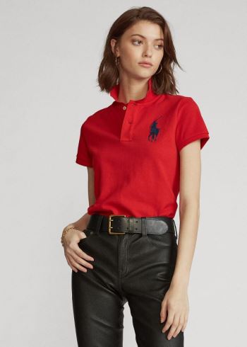 Ralph Lauren Skinny Fit Big Pony Polo Shirt Červené | qBPm065B