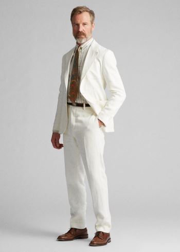 Ralph Lauren Slim Fit Linen Suit Trouser Bílé | WECmfmiL