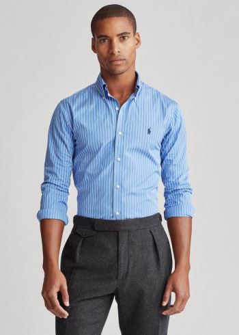 Ralph Lauren Slim Fit Striped Poplin Shirt Blankyt Bílé | OXIorWbg