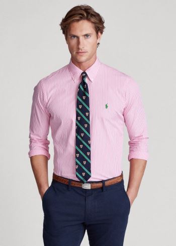 Ralph Lauren Slim Fit Striped Poplin Shirt Růžové Bílé | jKHvPCz4