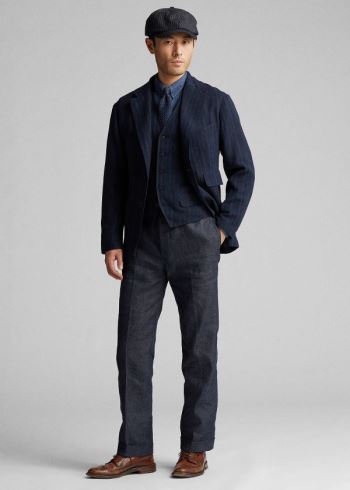 Ralph Lauren Slim Striped Indigo Sportovní Coat Indigo | yZXscewG