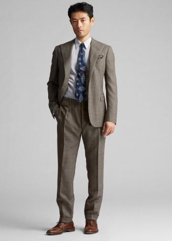 Ralph Lauren Slim Windowpane Suit Trouser Hnědé Oranžové | aIUP75TT