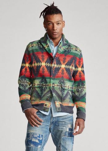 Ralph Lauren Southwestern Skeet Cardigan Zelene Červené | ejy6aA9s