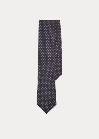 Ralph Lauren Square-Print Cashmere-Silk Tie Tmavě Blankyt | iZBrXq0g