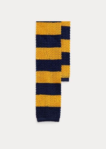 Ralph Lauren Striped Knit Silk Tie Tmavě Blankyt Žluté | 2UdBGWTB