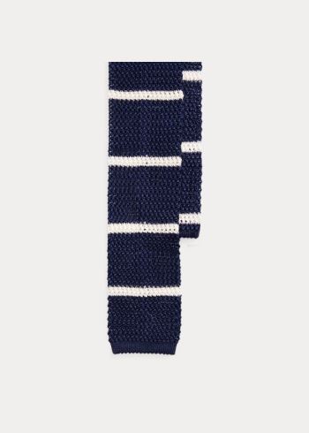 Ralph Lauren Striped Knit Silk Tie Tmavě Blankyt Bílé | 8cMyyeeH