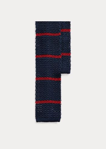 Ralph Lauren Striped Knit Silk Tie Tmavě Blankyt Červené | Nh6IemGf