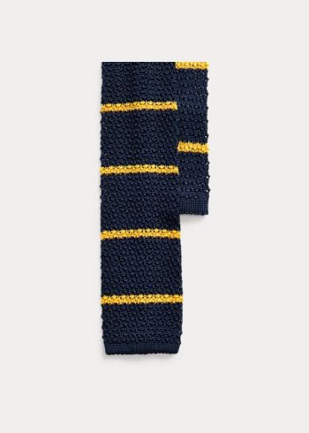 Ralph Lauren Striped Knit Silk Tie Tmavě Blankyt Zlaté | sgPtz9bs