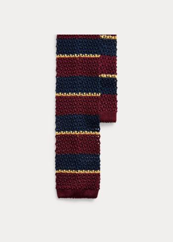 Ralph Lauren Striped Knit Silk Tie Vínové Tmavě Blankyt Zlaté | X6DndoU4