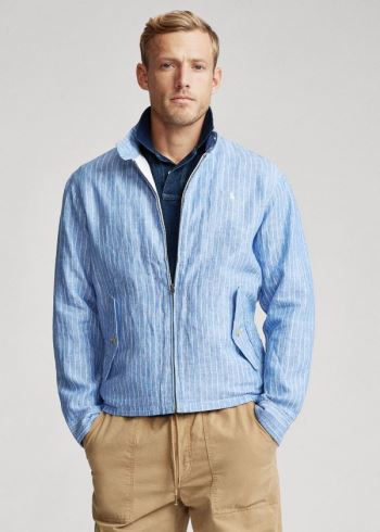 Ralph Lauren Striped Linen Jacket Blankyt Bílé Proužek | zovrt0TZ