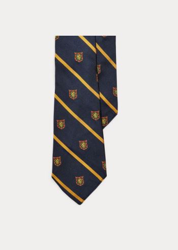 Ralph Lauren Striped Silk Club Tie Tmavě Blankyt Zlaté | MnCZFim0