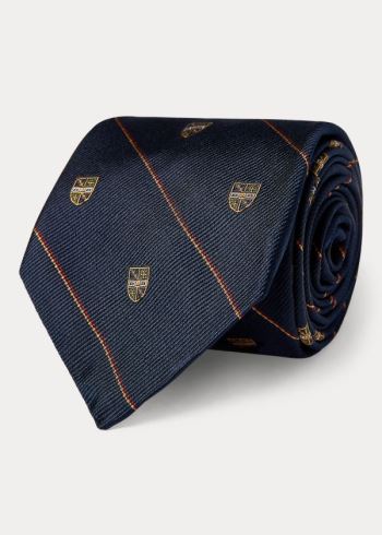 Ralph Lauren Striped Silk Narrow Club Tie Tmavě Blankyt | ARsDSgYq