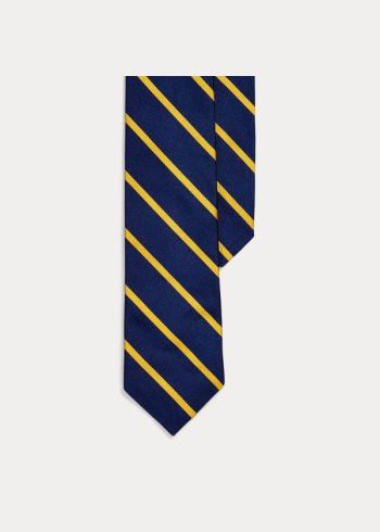 Ralph Lauren Striped Silk Twill Narrow Tie Tmavě Blankyt Zlaté | uo5kx3w5