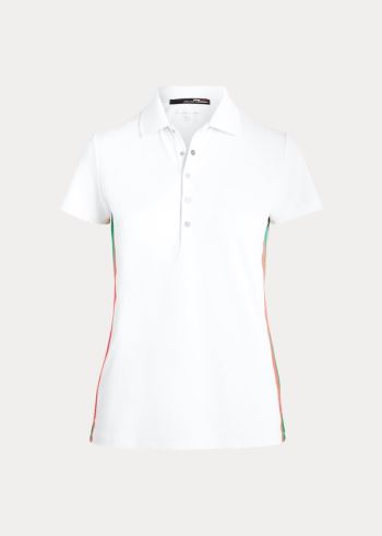 Ralph Lauren Striped-Trim Golfové Polo Shirt Bílé | Ey0Cy97X