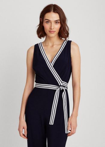 Ralph Lauren Surplice Jersey Jumpsuit Tmavě Blankyt | 4AWMEaJG