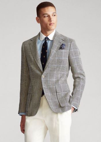 Ralph Lauren The RL67 Glen Plaid Jacket Krém Černé Tmavě Blankyt Blankyt | cUMmOj9X