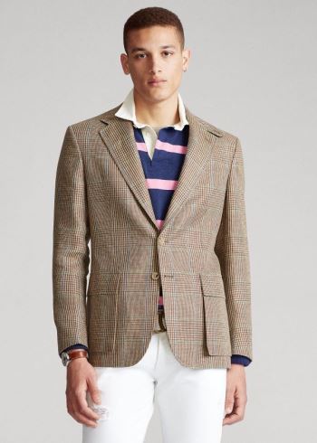 Ralph Lauren The RL67 Glen Plaid Jacket Krém Hnědé Zelene Blankyt | z2nqvX2o