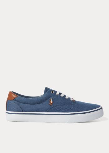 Ralph Lauren Thorton Washed Twill Sneakers Tmavě Blankyt | PEbKxCiA