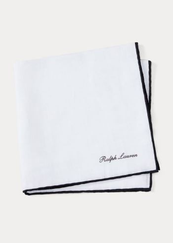 Ralph Lauren Tipped Linen Pocket Square Bílé Černé | vSjWHf5K