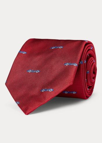 Ralph Lauren Toy Car Silk Narrow Tie Červené | mIqzoxOo