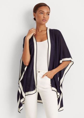 Ralph Lauren Two-Tone Ruana Tmavě Blankyt | AlhoSNsG