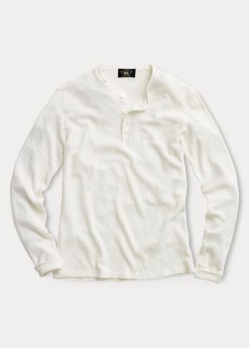 Ralph Lauren Waffle-Knit Bavlněné Henley Bílé | MytX2mLl