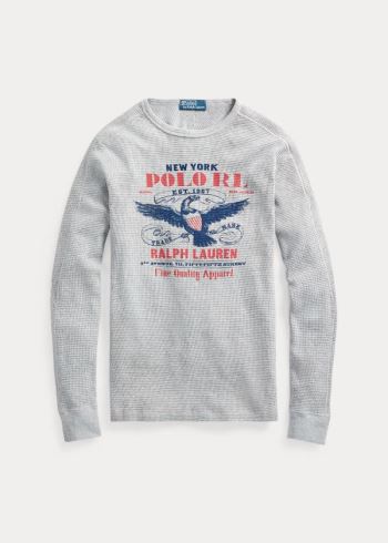 Ralph Lauren Waffle-Knit Graphic T-Shirt Šedé | M5Ngs2CB