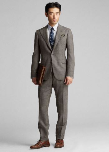 Ralph Lauren Windowpane Wool Suit Jacket Hnědé Oranžové | QLFeQxBR