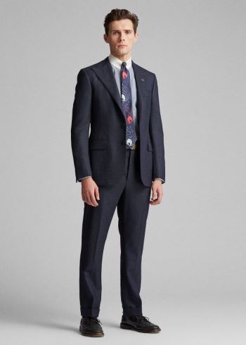 Ralph Lauren Wool Peak-Lapel Suit Jacket Tmavě Blankyt | dXGmJHgR