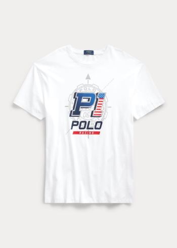 Ralph Lauren Závodní Bavlněné Jersey T-Shirt Bílé | MMlyal9S